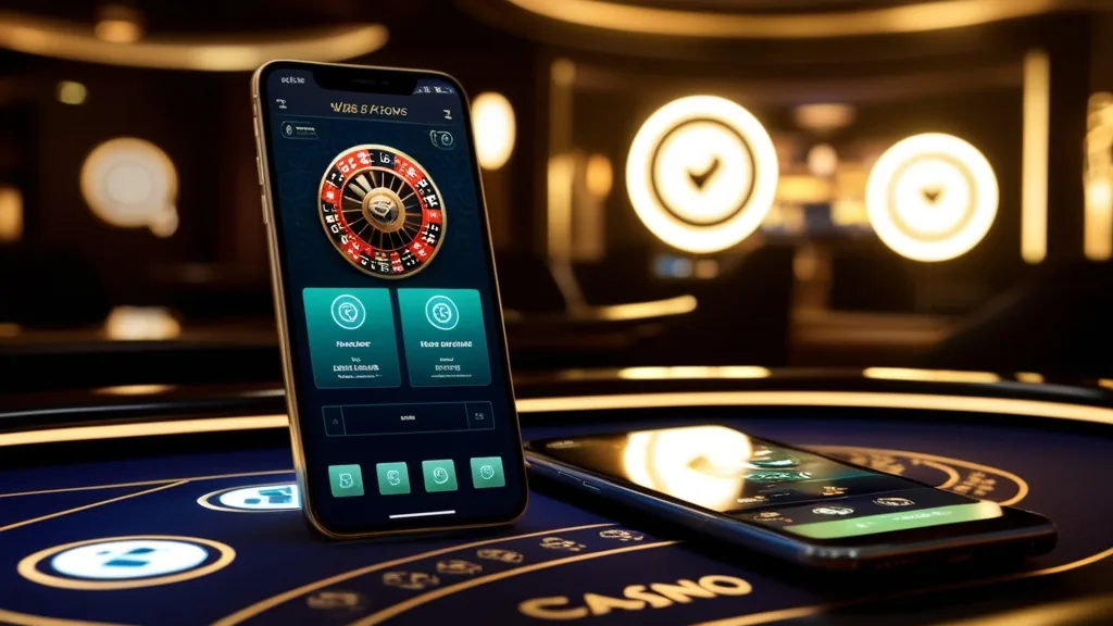 Smartphone con interfaccia dell’app casino in un ambiente elegante e scuro