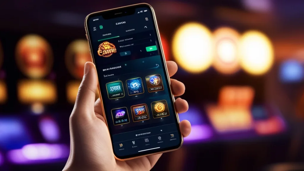 Schermo smartphone con menu casino chiari e navigazione mobile fluida